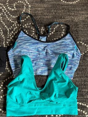 Joe Boxer Teal Solid & Blue Space-Dye Wireless Sports Bras